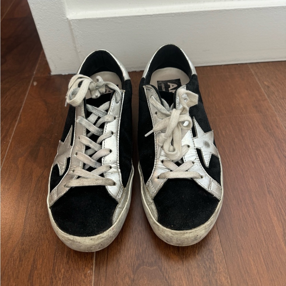 Golden goose black and silver sneakers